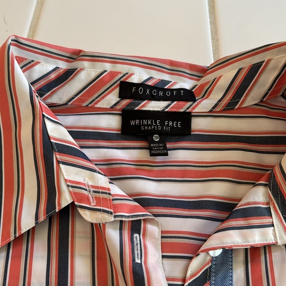 * Foxcroft shaped fit Non-Iron Stretch Tunic striped multi color 20W - Picture 5 of 10